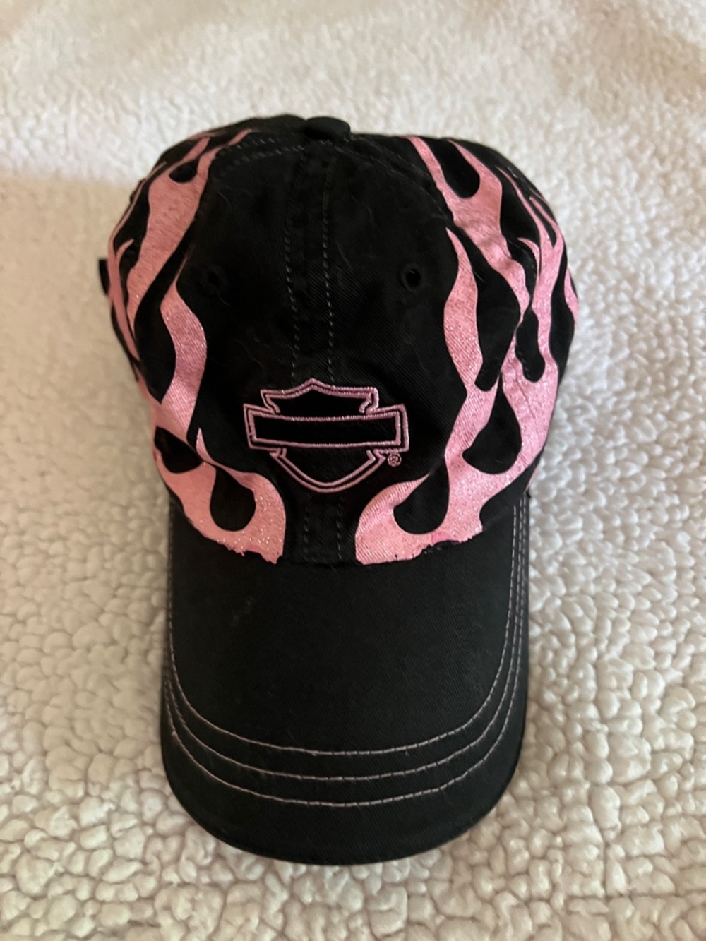 Harley-Davidson Black Cap with Pink Flame Accent